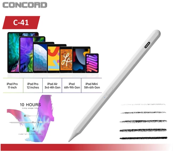 Concord C-41 Dokunmatik Ekran Kalemi Android Ios Gsm ile Uyumlu Type-C