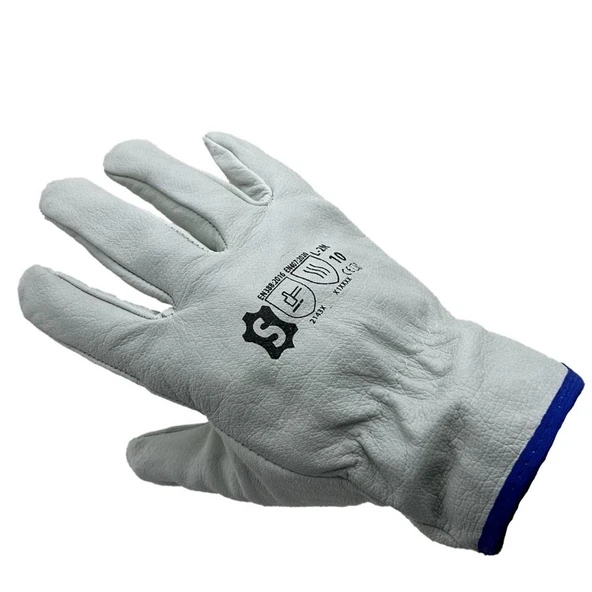 Hakiki L-XL Deri Sürücü Koruyucu Eldiven İş Eldiveni - 2