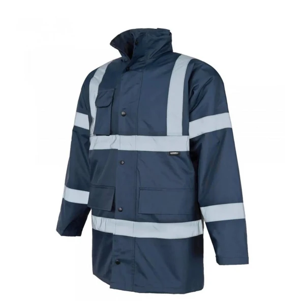 Reflektörlü 300D Oxford İçi Kapitoneli Parka Mont Lacivert - 2