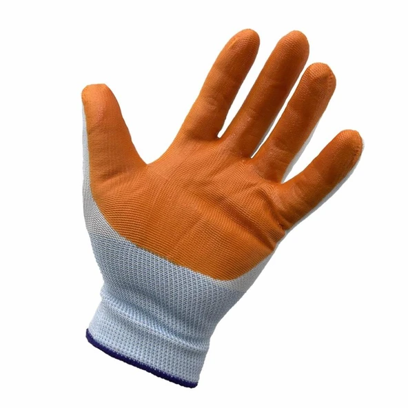 12 Adet L-XXL Genel Maksatlı Nitril Koruyucu İş Eldiveni Sarı - 3