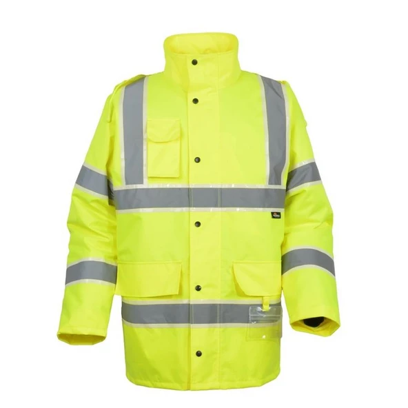 Reflektörlü 300D Oxford İçi Kapitoneli Parka Mont Sarı - 4