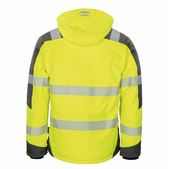 Reflektörlü Su Geçirmez Termal Softshell İş Montu Sarı - 2