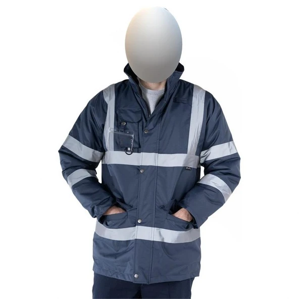 Reflektörlü 300D Oxford İçi Kapitoneli Parka Mont Lacivert - 3