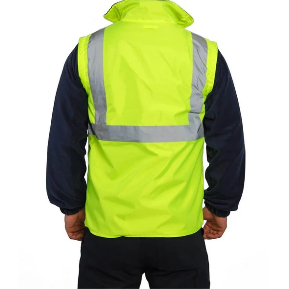 Reflektörlü Oxford Çift Renk 300D Oxford 5+1 Parka Sarı - 6