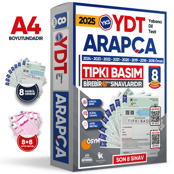 2025 YKS YDT ARAPÇA ÖSYM Çıkmış Soru Tıpkı Basım Deneme Paketi 8li Türkiye Geneli - 1