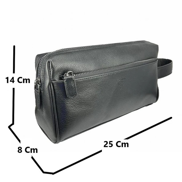 Hakiki Deri CA250 Dopp Kit El Çantası Siyah - 2