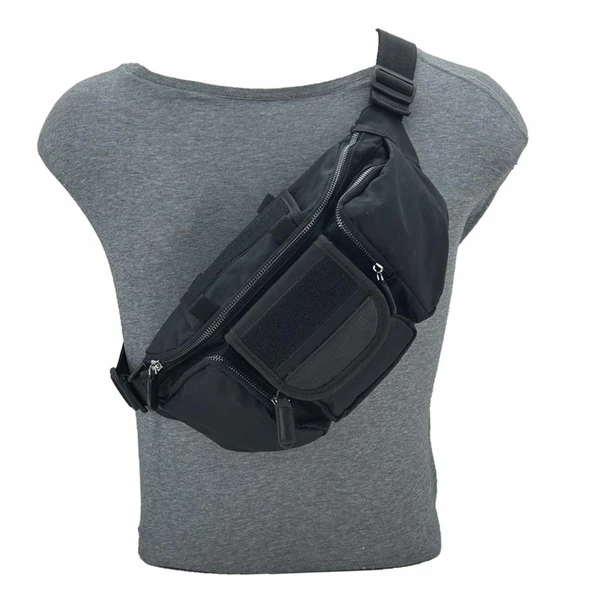 Taktikal Kampçı Outdoor Molle Bel Çantası Siyah - 6