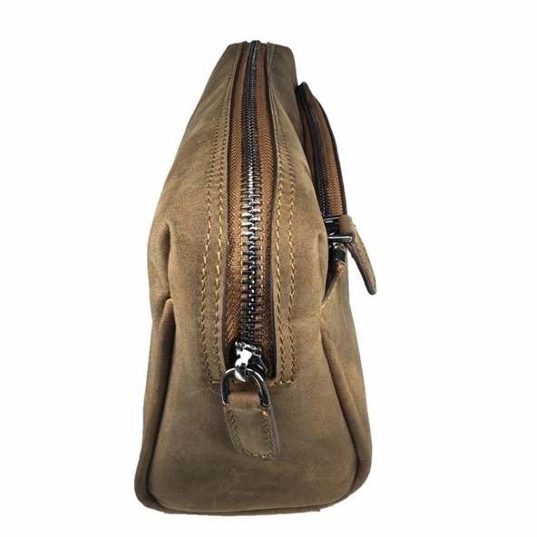 Hakiki Deri CA253 Dopp Kit El Çantası Tigon Taba - 7