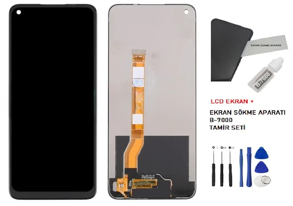 Tkgz - Oppo A96 Uyumlu Lcd Ekran Dokunmatik Orijinal +B-7000 + TAMİR SETİ