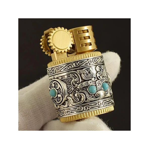Mini Retro Sultan Benzinli İşlemeli Kadın Çakmak - 8