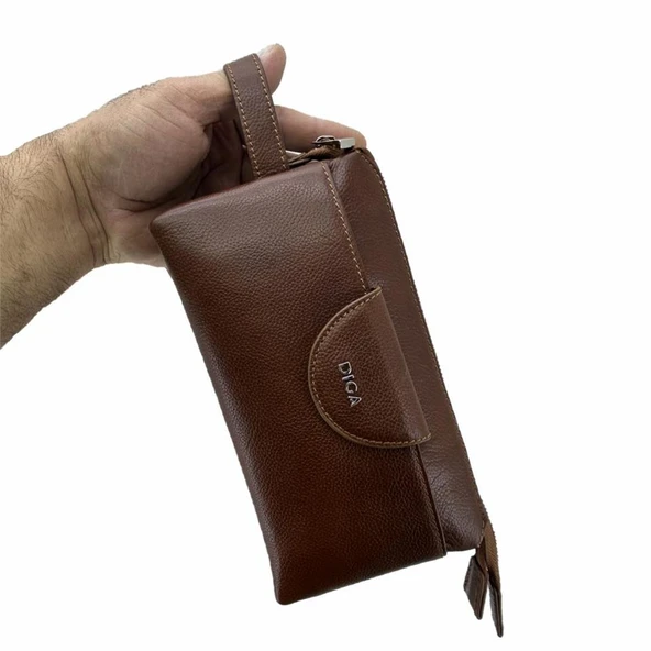 Diga Hakiki Deri 3006 Dopp Kit El Çantası Taba - 3
