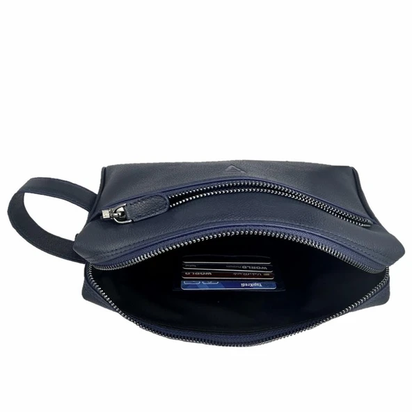 Hakiki Deri CA251 Dopp Kit El Çantası Lacivert - 4