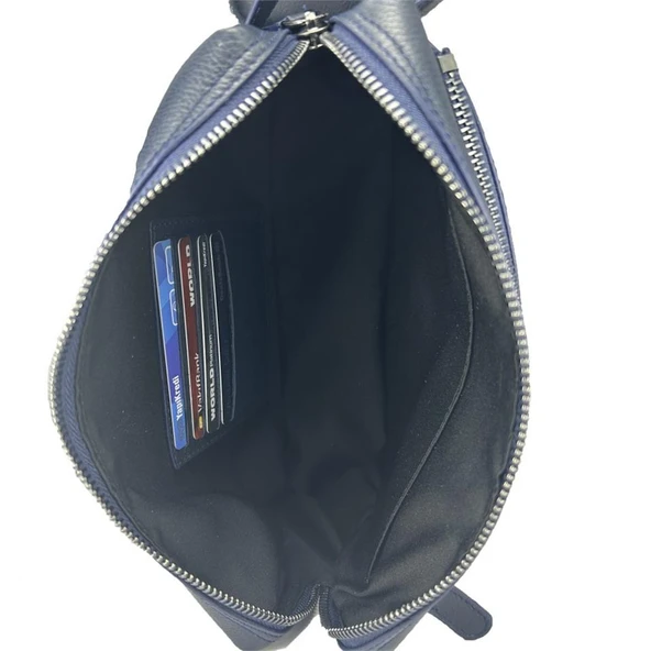 Hakiki Deri CA251 Dopp Kit El Çantası Lacivert - 3