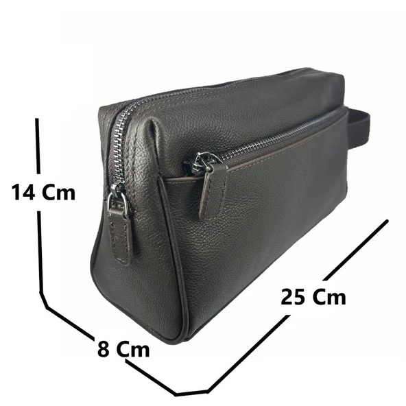 Hakiki Deri CA252 Dopp Kit El Çantası Kahve - 2