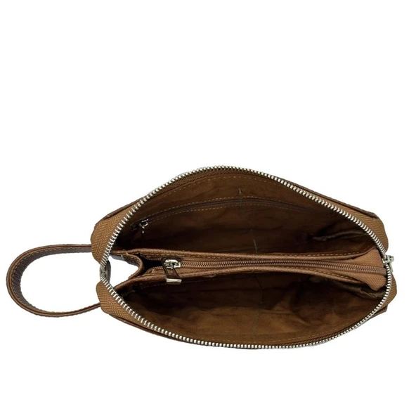 Diga Hakiki Deri 3006 Dopp Kit El Çantası Taba - 2