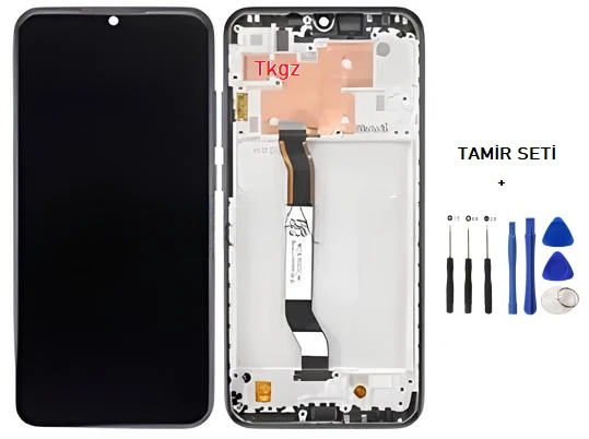 Tkgz - Xiaomi Redmi NOTE 8 Uyumlu Lcd Ekran Dokunmatik Orijinal ÇITALI SİYAH + TAMİR SETİ