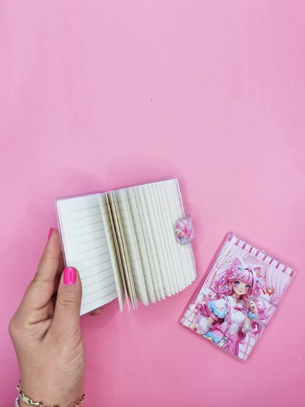 Doğum Günü Kızı A7 Not Defteri , Çıt Çıtlı Cep Defteri - Pembe - 2