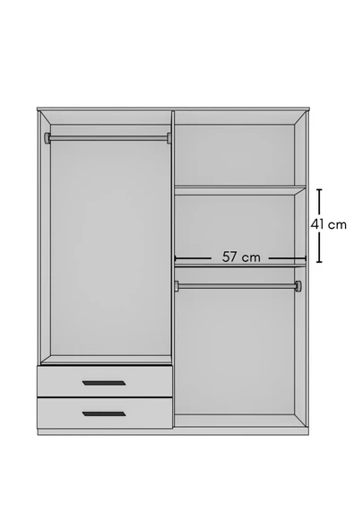 Metalia GM 082 Novado 4 Kapı 2 Çekmeceli Sonomo Gardırop - 6