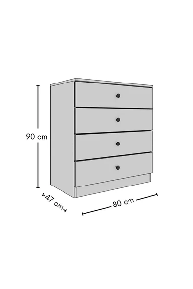 Metalia GM 091 4 Çekmeceli Sonomo Düğme Kulplu Şifonyer - 3