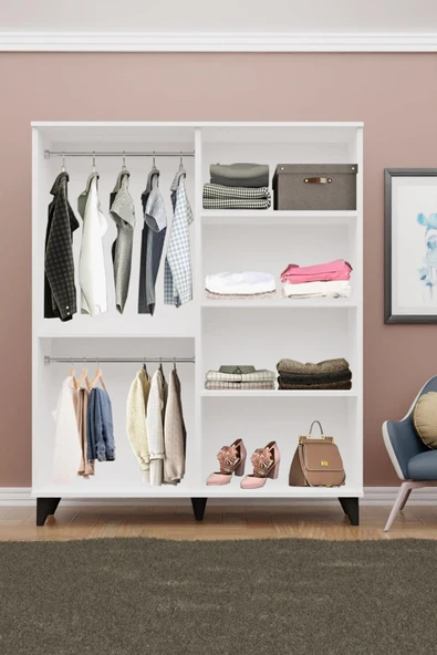 Metalia GM 050-A Hayal Ayaklı 4 Kapılı Siyah Kulplu Gardırop - 4