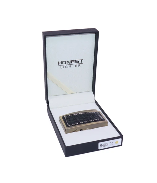 Honest Mum Alev Çakmak Siyah Deri - Bronz - Resim 5