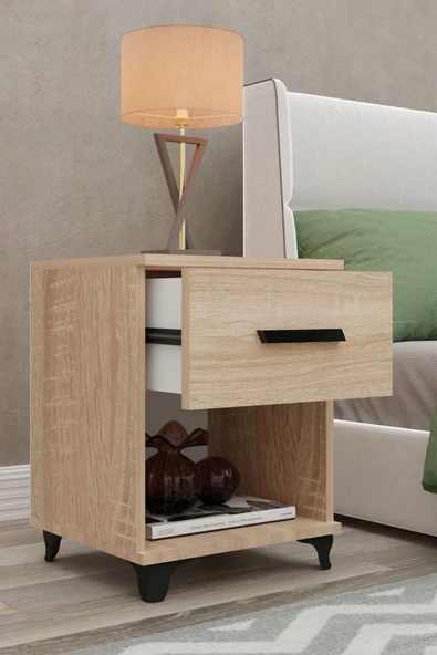 Metalia GM 042 Sonomo Tek Çekmeceli Siyah Kulplu Komodin - 2