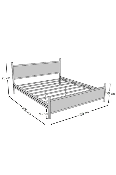 Metalia GM 305 Modern Çift Kişilik Ahşap Metal Beyaz Ceviz Karyola 150X200 - 5