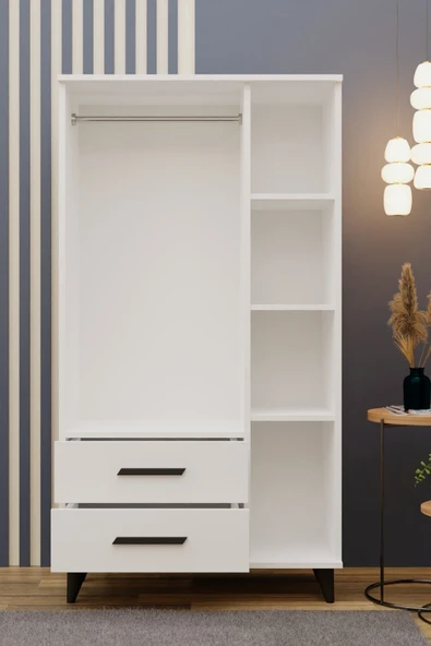 Metalia GM 177-A Modena Ayaklı Siyah Kulplu Gardırop - 3