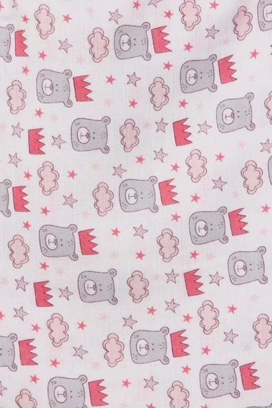 Kırmızı Bear Desenli 80*80 Müslin Bebek Battaniyesi - Resim 2