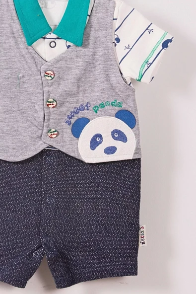 Panda Desenli Erkek Bebek Tulum - 2