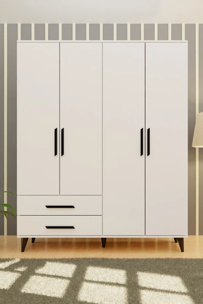 Metalia GM 070-A Novado Siyah Kulplu Ayaklı Gardırop