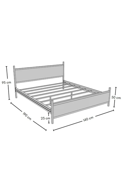 Metalia GM 305 Modern Çift Kişilik Ahşap Metal Tamamı Beyaz Karyola 140X190 - Resim 4