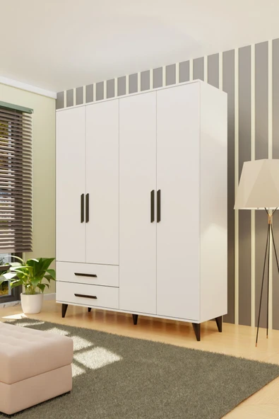 Metalia GM 070-A Novado Siyah Kulplu Ayaklı Gardırop - 2