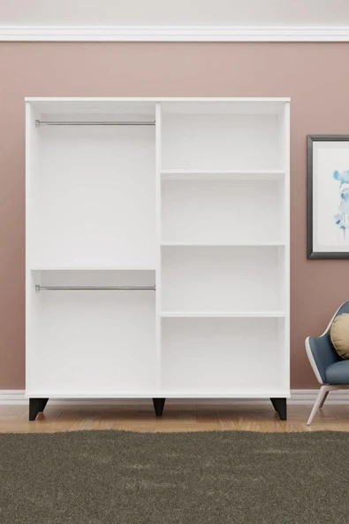 Metalia GM 050-A Hayal Ayaklı 4 Kapılı Siyah Kulplu Gardırop - 3