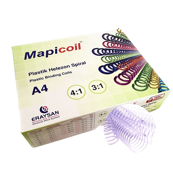 MAPİCOİL 3:1 PLASTİK HELEZON SPİRAL 32MM ŞEFFAF 50 AD. 36 LOP