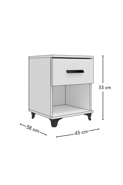 Metalia GM 042 Sonomo Tek Çekmeceli Siyah Kulplu Komodin - 3