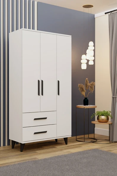 Metalia GM 177-A Modena Ayaklı Siyah Kulplu Gardırop - 2