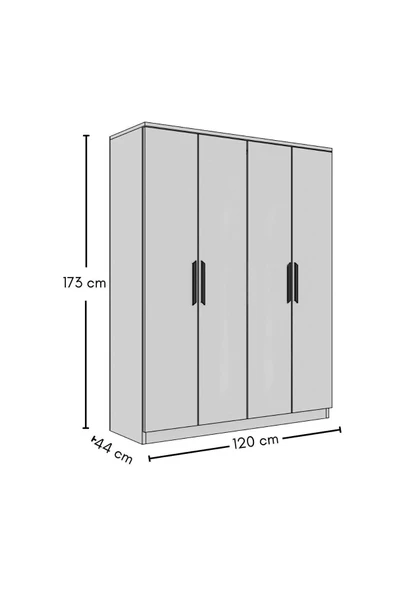Metalia GM 055 Hayal 4 Kapılı Aynasız Sonomo Gardırop - 5
