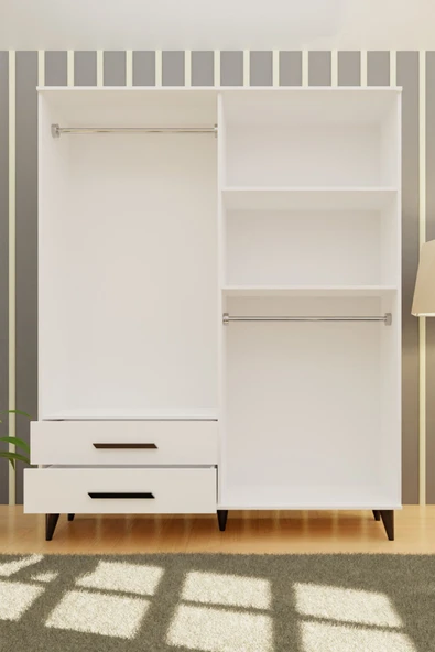 Metalia GM 070-A Novado Siyah Kulplu Ayaklı Gardırop - 3