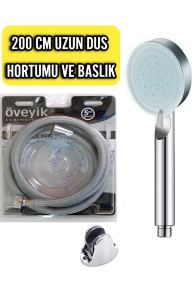 Turbo 5 Fonksiyonlu Su Tasarruflu Duş Başlığı Turbo El Duşu + Uzun Duş Hortumu + Uzun Hortum