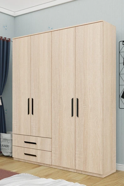 Metalia GM 082 Novado 4 Kapı 2 Çekmeceli Sonomo Gardırop - 2