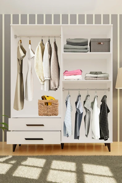 Metalia GM 070-A Novado Siyah Kulplu Ayaklı Gardırop - 4