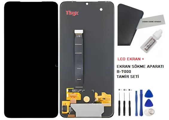 Tkgz - Xiaomi Mİ 9 Uyumlu Lcd Ekran Dokunmatik Orijinal + B-7000 + TAMİR SETİ