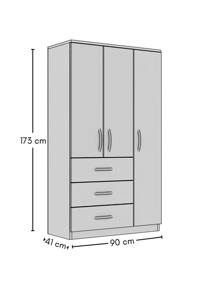 Metalia GM 302-S Ece Lüx 3 Kapı 3 Çekmeceli Sonomo Gardırop - 5