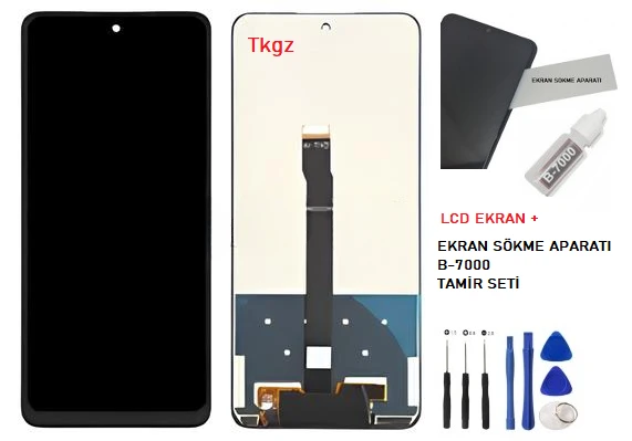 Tkgz - Huawei P Smart 2021 Uyumlu Lcd Ekran Dokunmatik Orijinal + B-7000 + TAMİR SETİ