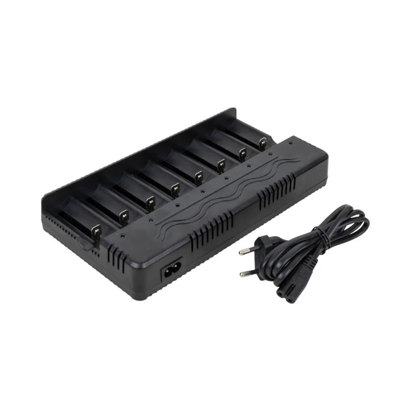 8 Yuvalı Li-ion 3.7V, Li-Fe 3.2V, Ni-Mh/Cd 1.2V 18650 Pil Şarj Aleti - Pil Şarj Cihazı 6.4 Amper - 2