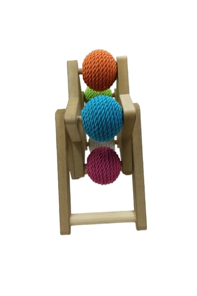 AHŞAP KEDİ TIRMALAMA OYUNCAĞI BEŞ RENKLİ DÖNER KEDİ OYUNCAĞI YILDIZ - Resim 3