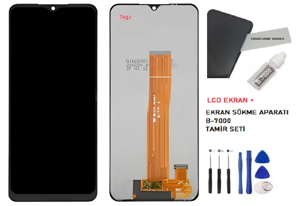 Samsung Galaxy A02 - SM-A022F Uyumlu Lcd Ekran Dokunmatik SERVİS Orijinali + B-7000 + TAMİR SETİ