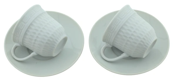 Beyaz Porselen 2 Kişilik 4 Parça Kahve Fincan Seti M5 - 2