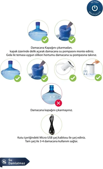 i'think Otomatik Şarjlı Damacana Su Pompası Wp-100 - 4